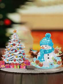 DIY Christmas Diamond Art Kit - Snowman & Tree Rhinestone Craft, Xmas Wall Decor, Holiday Party Decoration, Fun Family Activity, Christmas Gift Idea - Multicolor - View 11