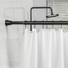 Shower Curtain Rod Black Tension Rod 45 To 77 Inch Spring Curtain Rod Shower Rod Non Slip Shower Curtain Rod 1pcs For Windows No Drilling Adjustable Tension Rods Of Curtain Window Closet Kitchen - 黑色 - 查看 11