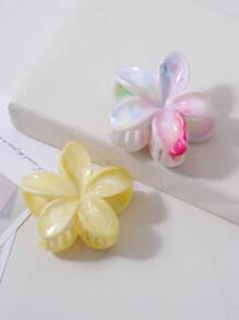 2 pièces Pince à cheveux en acrylique en forme de fleur de frangipanier, élégante et douce, accessoire pour chignons, queue de cheval. Style nature mignon, convient pour un usage quotidien, les voyages, les séances photo (couleurs aléatoires). Pinces à cheveux fleuries.