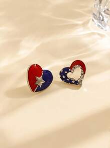 1 Pair Of American Independence Day Bow Stud Earrings Fashion European And American Style Love Earrings Personalized Party Earrings