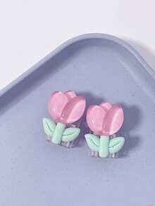 6 piezas Funda protectora para cargador de teléfono con patrón de tulipanes rosa/lila claro, bolsa organizadora de cable de datos - tulipán - Ver 6