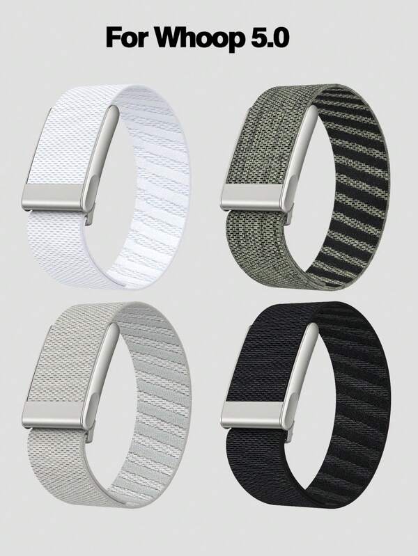 Bands For Whoop 5.0 - Replacement Nylon Knit Watch Strap Wristband With U-Shaped Metal Accessories ( NOT For Whoop 4.0)