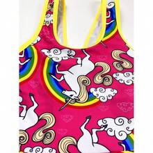 Girls One Piece Rainbow Unicorn Swimsuit Stars Print Swimwear Bathing Suit - Kỳ lân hồng - Xem 4