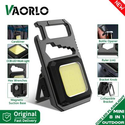 KZ Luz nocturna LED USB súper brillante, linterna llavero MINI COB con lámpara de carga, luces de camping con 3 modos de iluminación para camping, uso doméstico, pesca, etc. Luz de trabajo con llavero, luz de emergencia con soporte plegable, abridor de botellas, diseño de gancho y soporte ajustable que proporciona 360 grados