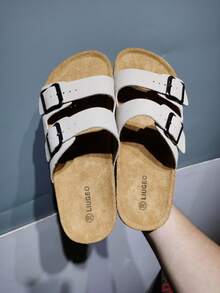 男士时尚休闲凉鞋，软木鞋底，舒适加厚鞋垫，一键式一脚蹬设计，可调节金属扣带，适合夏季户外沙滩散步，情侣凉鞋