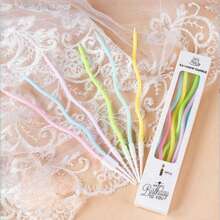 6pcs/12pcs Curve Colored Candle, Birthday Candle, Birthday Cake Decoration Plug-In, Birthday Cake Decoration, Cake Decoration, Baking Supplies, Baking Decoration