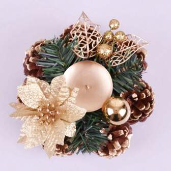 Christmas Wreath Candle Holder Wreath Candle Holder Pine Cones And Greenery Candle Stand For Christmas Party Artificial Floral