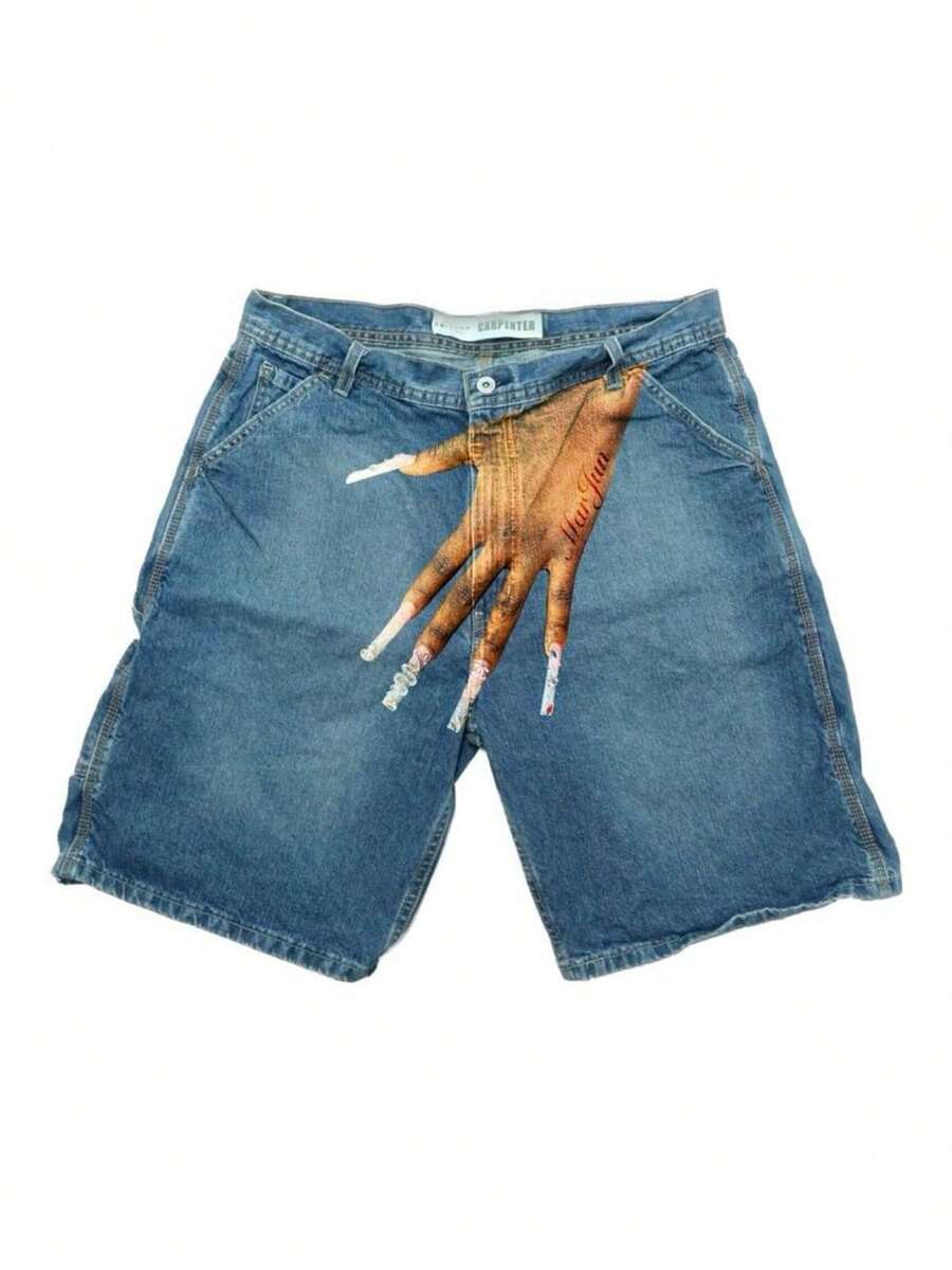 Mens Graphic Print Shorts Cool Mesh Basketball Shorts Casual Flat Front Shorts Summer Drawstring - Màu xanh lam - Xem 1