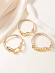 3pcs Fashion Minimalist Hair Ties, Versatile And Stylish, Suitable For Outings, Sports, Shopping - Apricot - View 2