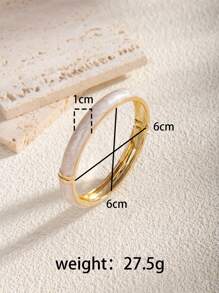 1 Pc Fashion 18K Gold Plated Multi-Color Enamel Flexible Bangle Bracelet, Suitable For Women Daily Wear