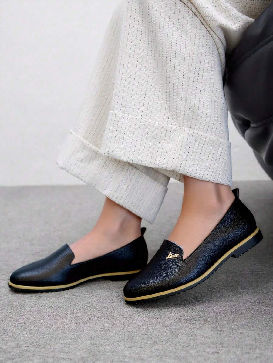 RevReaL Women's Classic Black Loafers, Perfect Gift For Girlfriend - Black - View 1