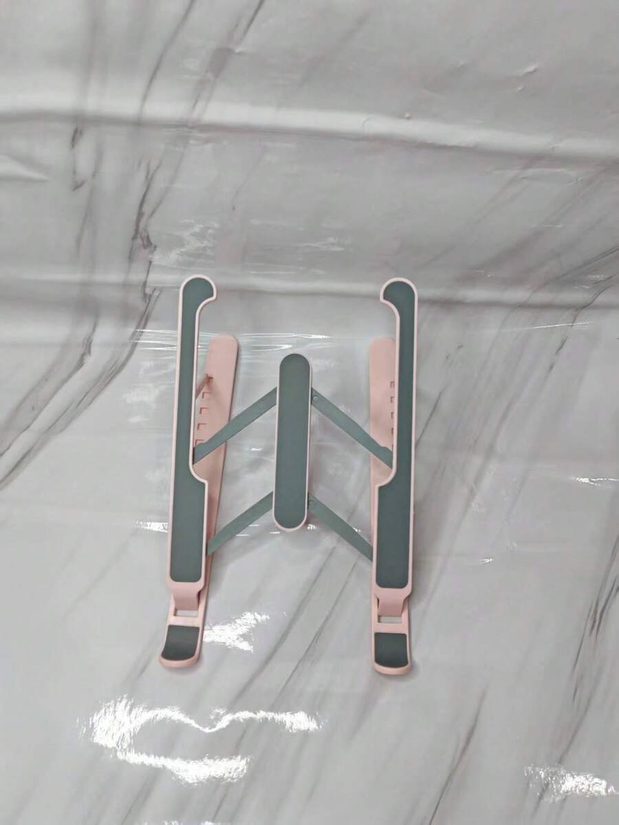 1pc Pink Plastic Adjustable Laptop/Tablet Stand, Foldable And Portable Desktop Riser