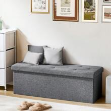Sweetcrispy Sweetcrispy Foldable Storage Ottoman Bench, Storage Chest, End Of Bed Foot Rest Stool With Padded Seat, Bedroom Bench For Living Room, Support 660lbs, Grey