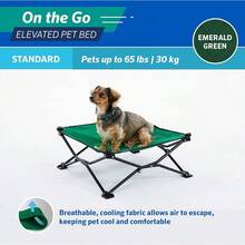 Coolaroo On-The-Go Elevated Dog Bed - Foldable Pop-Up Travel Dog Bed With Breathable, Moisture-Resistant Fabric, Carry Bag Included, Lightweight & Portable, Emerald Green, Standard - 翡翠綠 - 查看 11