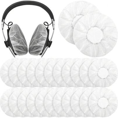 100 Piezas/20 Piezas/Piezas Cobertores desechables para auriculares, almohadillas sanitarias extensibles para taza de oído, cubiertas blancas para oídos de auriculares de tela no tejida
