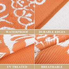 Waterproof Outdoor Rug, Reversible Plastic Straw Patio Camping Rug, Indoor Outdoor RV Mat Carpet For Deck, Camper, Porch, Balcony, Backyard, Picnic - Orange - View 6