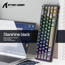 ATTACK SHARK ATTACK SHARK X66 Teclado Mecânico Sem Fio com Botão de Volume, Teclado Gamer 60% Bluetooth/2.4GHz/Com Fio, Backlight RGB, Teclas Coloridas Tri-Color PBT OEM, 66 Teclas Substituíveis a Quente para PC