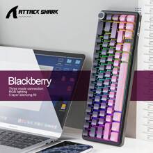 ATTACK SHARK ATTACK SHARK X66 Teclado Mecânico Sem Fio com Botão de Volume, Teclado Gamer 60% Bluetooth/2.4GHz/Com Fio, Backlight RGB, Teclas Coloridas Tri-Color PBT OEM, 66 Teclas Substituíveis a Quente para PC