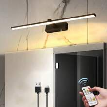 LED Modern Rechargeable Wall Sconce Battery Operated Mirror Light Home Decor Fixtures Set Wall Lights Home Decor Fixtures For Living Room With Remote Control, Dimmable/Night-Light/Memory, Black Modern Wireless LED Sconce Luxury Home Decor For Living Room Led Wall Sconce Hallway Bedroom 40CM/60CM(1/2 Packs 4000mAh)