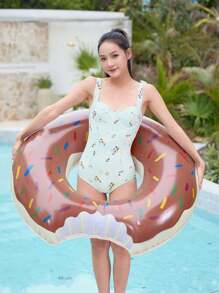 1 Stück 90# Kreative Donut Design, Donut Pool, Donut Schwimmring, Strand Donut, gefüllter Donut, schwimmender Donut, Donut Pool, Donut Schwimmring, Frucht Donut, Wassermelonen Schwimmring, Strand Essentials, Strand Accessoires