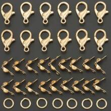 150pcs Golden/Silver/KChrome Gold/White/Gun Black/Random Color Zinc Alloy Lobster Clasp, Jump Ring And Findings Set For DIY Keychain, Key Rings, Bead Stringing, Pendants, Jewelry Craft Making Supplies
