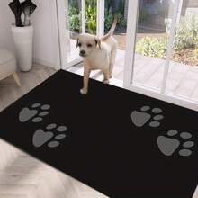 1pc Black Paw Print Crystal Velvet Doormat, Machine Washable, Entrance Mat, Floor Mat, Suitable For Entryway Decoration In Living Room, Porch Etc., New Arrival For Spring & Summer, Dirt-Resistant,