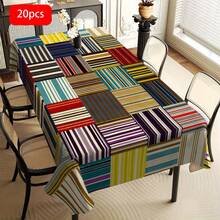1/20 chiếc Khăn trải bàn hình học hiện đại - Vải polyester bền - Khăn trải bàn hình chữ nhật có sọc hồng, đen và trắng cùng màu sắc nổi bật - Nhà bếp, phòng ăn, trang trí tiệc dễ vệ sinh - Quà tặng gia đình phong cách, trang trí bàn ăn, phong cách đương đại, vải dễ vệ sinh - Nhiều màu - Xem 21