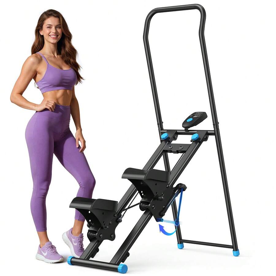 MERACH Vertical Climbing Machine Workout Equipment, New Version Of Home Fitness Stair Step Machine, Sliding Machine Suitable For Full-Body Exercise , Compact And Foldable Climbing Machine, With Adjustable Stride Length, Adjustable Resistance  & Pedals, Suitable As A Family Gift - Black - View 1