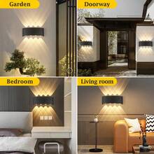 CANMEIJIA 2 件黑色/白色扇形壁灯，2W/4W/6W/8W/10W，LED 户外壁灯，IP65 防水，AC110-265V，简约室内壁灯灯具，适用于户外露台/楼梯/街道/室内/花园/客厅/浴室/厨房/卧室/走廊 - 2件扇形壁燈 - 查看 7