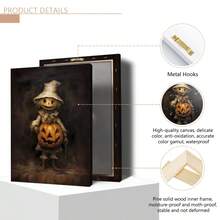 1pc Scarecrow With Pumpkin Wall Art Print Vintage Halloween Painting Spooky Decor Rustic Decor Dark Rustic Gothic Print Dark Victorian College Art For Home, Bedroom, Kitchen, Living Room, Bathroom, Hotel, Coffee Shop, Office Decoration, Halloween Wall Art, Modern, Vintage Home Decor Halloween Decor Fall Decor Room Decor