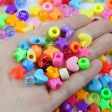 200/400/600/1000 piezas Cuentas miniaturas de caballos, corazones y estrellas de colores surtidos para hacer pulseras, collares y joyería DIY