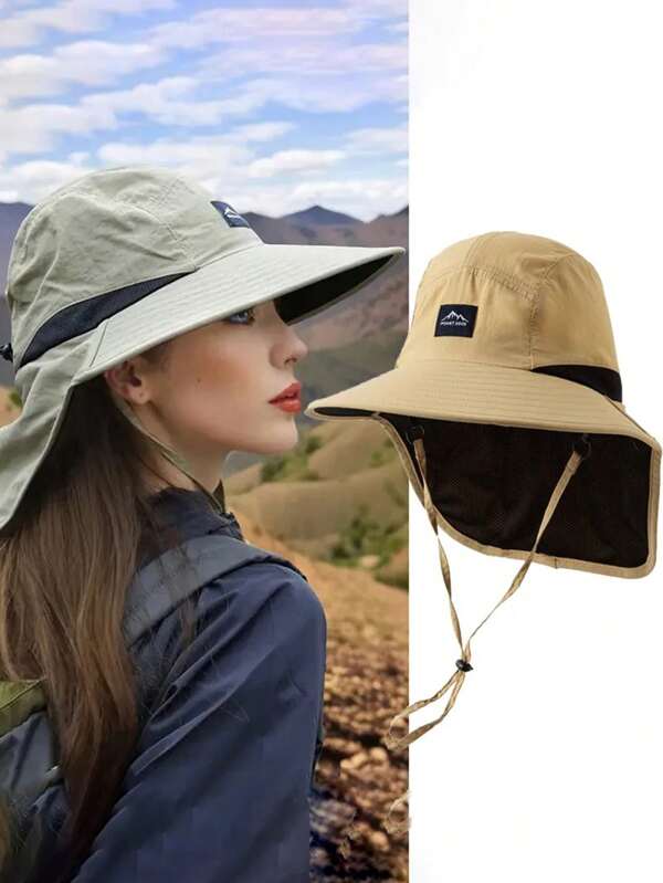 1 pezzo Cappello da pescatore traspirante per uso all'aperto, cappello dal ampio bordo per protezione solare, adatto per escursioni, trekking e attività all'aperto