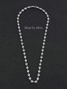 Fashionable Minimalist Pig Nose Necklace, Unisex Delicate Lightweight Necklace, Versatile Clavicle Chain - Silver - View 3