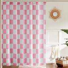 Checkered Shower Curtain, Pink Shower Curtains For Bathroom, Cute Retro Checkerboard Shower Curtain Vintage Aesthetic, Machine Washable Fabric Bath Curtain, 72''x72'' - 粉色 - 查看 1