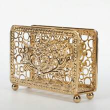 1 pièce Porte-serviette carré en métal électrolysé de 9,5 * 5 cm, porte-serviette, porte-serviette créatif, tissu vertical pour restaurant occidental