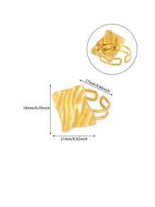 Waterproof Ring For Women Gold Color Stainless Steel Opening Rings Geometric Shell Flower Cute Ring Jewelry Daily Dainty Gift
