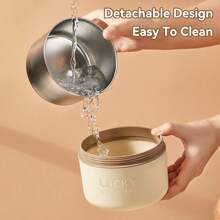 便携式 304 不锈钢保温饭盒，带餐具和午餐袋，可爱图案防漏便当盒，可微波炉加热和热水加热，隔热防烫午餐盒，可重复使用的水果沙拉食品储存容器，适合学生和成人在学校、办公室、户外露营、野餐、旅行中使用