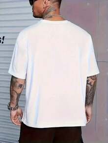 180g Cotton Unisex Streetwear T-Shirt - Red & Black Graffiti Graphic Print, Regular Fit Round Neck Casual Summer Tee For Men & Women, Breathable Fabric, Comfortable Fitgraphic Tee,Men's Summer Clothes,Streetwear Men,Back To School,Men's Vacation Clothes,Men Graphic Tees,A Great Gift,Y2K - Blanco - Ver 2
