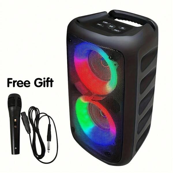Wireless Speaker With Subwoofer, Large Boombox Speaker, Stereo Speaker, Subwoofer, Outdoor Wireless Speaker, Party Disco Light, TWS, TF, MIC