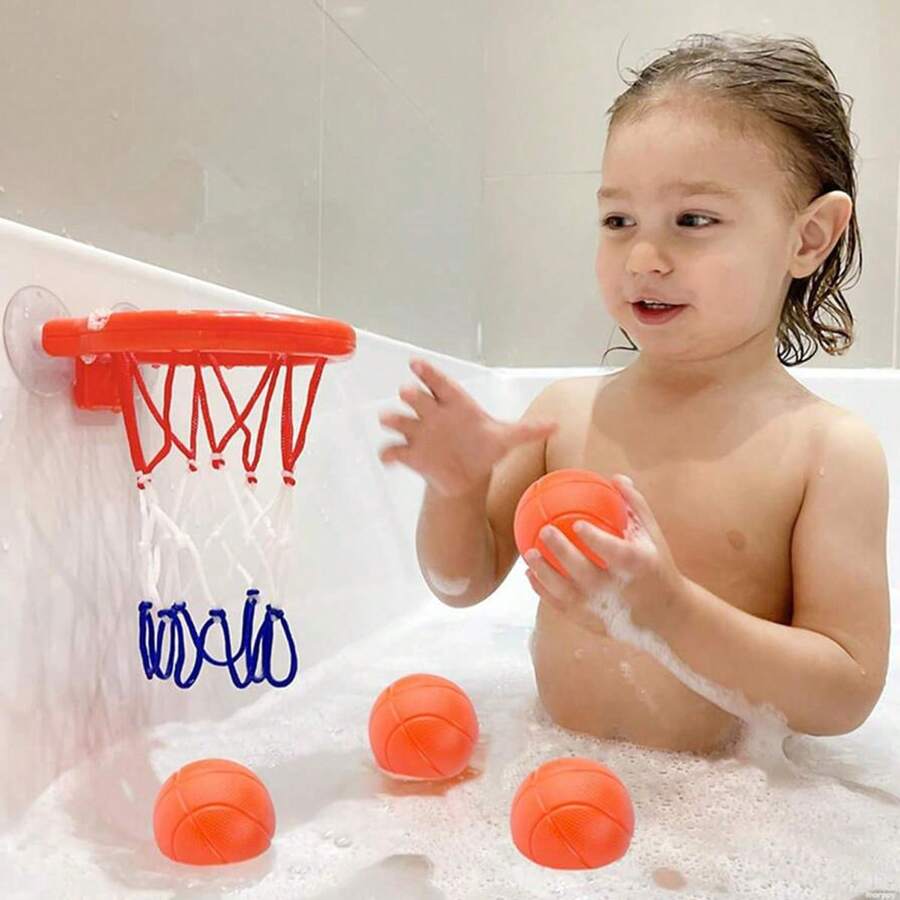 Juguetes de baño: Aro de básquetbol para bañera para bebés, niños pequeños, niños y niñas, 3 pelotas sin agujeros, juguetes de baño libres de moho y ventosa fuerte, juguetes de baño y ducha divertidos