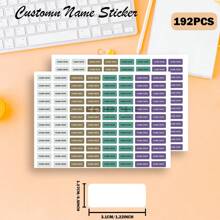[Customized] 96/192/288/384pcs Personalized Labels, Customized Name Labels For School Supplies, Back To School, Lunch Boxes, Books, Pencils, Water Bottles, Toothbrush Stickers