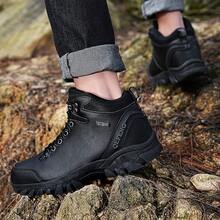 Men's And Women's Solid Ankle Boots, Hiking Shoes, Outdoor Sports Shoes, PU Surface Rubber Sole, Couple Shoes - Black - View 7