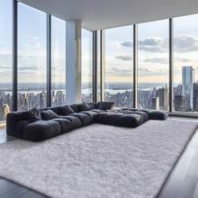 Luxury Fluffy Shag Rug For Living Room Bedroom, Soft Plush Silky Carpet, Large Area Rug For Dorm Home Decor, Modern Non-Slip Floor Mat Back To School Fall Decor Bathroom Kitchen Decor - White - View 5