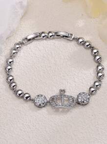 1 pieza Pulsera vintage con diseño de corona hueca, accesorio elegante y versátil para mujer para uso diario u ocasional