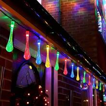 1pc Solar String Light, Water Drop String Light, 5M/ 20pcs LED Solar String Light Outdoor Waterproof, For Garden Terrace Patio Party Holiday Christmas Tree, Home, Lawn, Wedding, Balcony, Gazebo Decoration (Multi Color/Warm White) - A - View 6