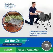 Coolaroo On-The-Go Elevated Dog Bed - Foldable Pop-Up Travel Dog Bed With Breathable, Moisture-Resistant Fabric, Carry Bag Included, Lightweight & Portable, Emerald Green, Standard - 灰色 - 查看 10
