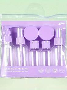 1 pièce/7 pièces Bouteilles de voyage, Ensemble de bouteilles rechargeables avec sac de toilette, conteneur de liquide vide, bouteille de distribution de liquide étanche, sac cosmétique de transport, pot de crème, accessoires de voyage, kit de bouteilles de voyage, Ensemble de contenants de toilette portables étanches, Contenants cosmétiques de taille cabine en PP transparent pour lotion, shampoing, crème, savon avec sac portable, Kit de bouteilles de voyage avec Escarpins