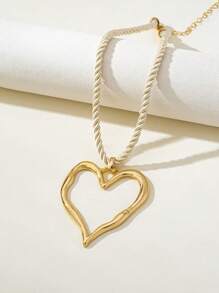 1pc Retro Fashionable Sexy Leopard Print Heart Pendant Necklace