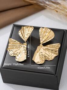 1 Pair Metallic Floral Enameled Earrings, Fashionable & Elegant Women Accessories - Yellow Gold - View 3