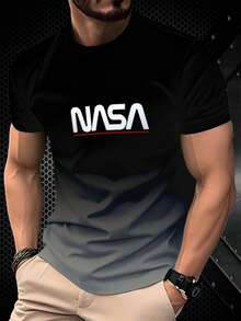 时尚字母印花短袖圆领T恤，男士休闲街头风格圆领T恤夏季 - 彩色 - 查看 2